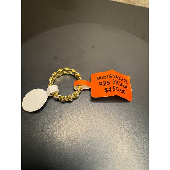 NWT Sz. 5 -2ct Vermeil Moissanite over 925 Silver Cuban Ring - Picture 4 of 7